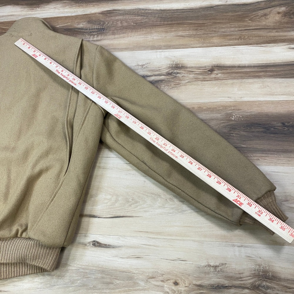 LL Bean Bomber Jacket Mens M Vintage Wool Plaid Lined Tan Heritage Made USA - Picture 11 of 12